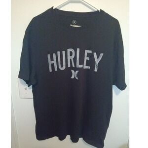 Hurley Mens Graphic T-Shirt Black Short Sleeve Cotton Logo Tee XL 1581519